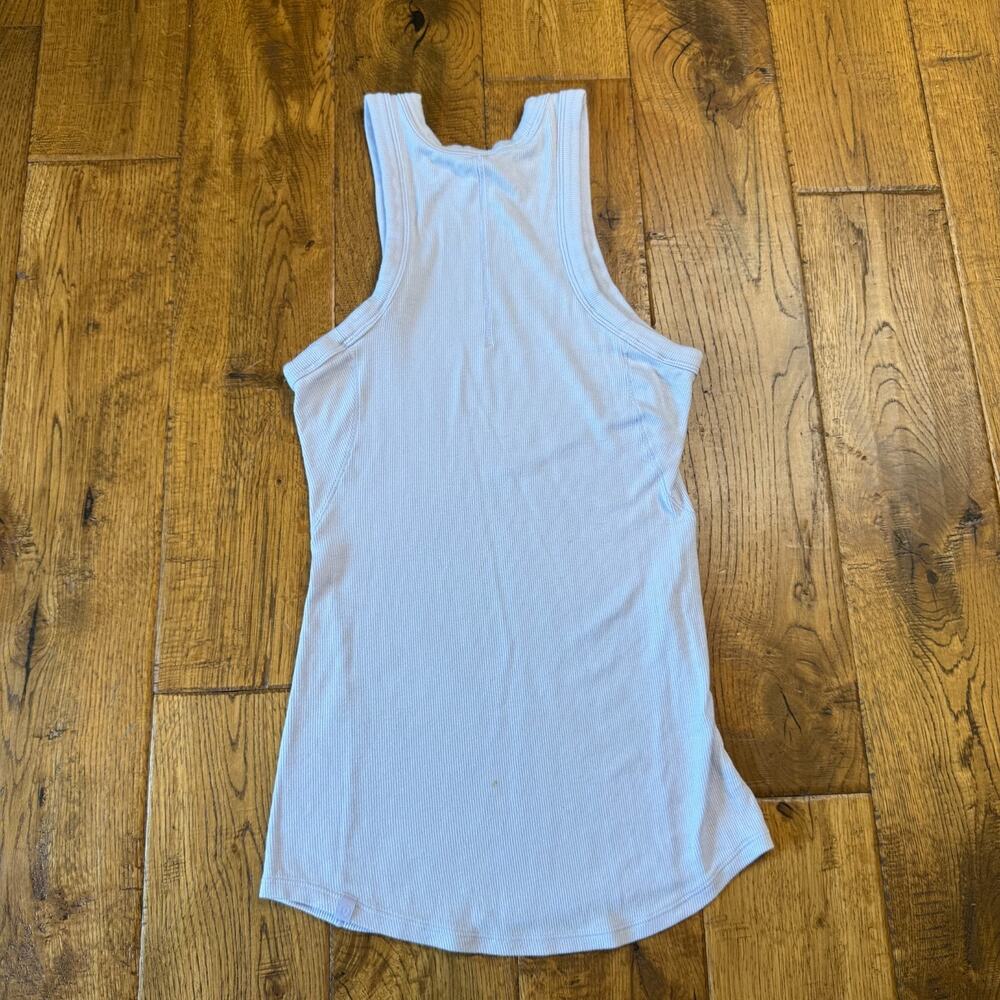 Lululemon Tank Top High Neck Racerback Periwinkle Blue Ribbed Knit Size 2 - Picture 5 of 7